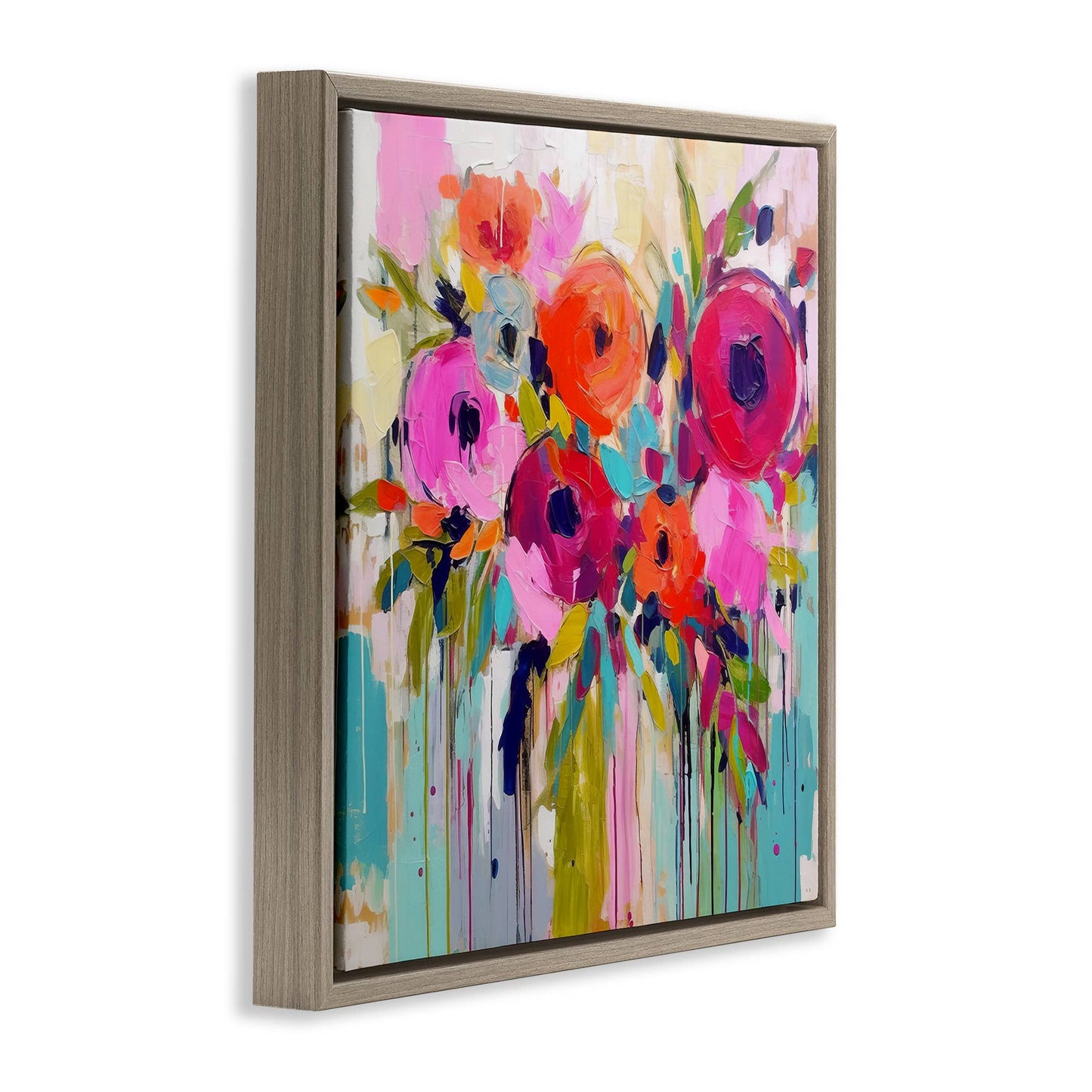 Bold Drip Roses Floater Framed Art