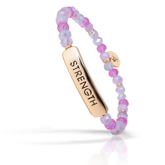 "Strength" Beaded Bracelet - Gold / Pink Multi