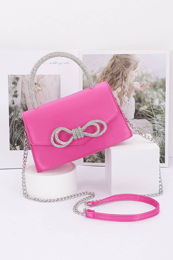 Rhinestone Ribbon Handle Flap Bag HPC5958
