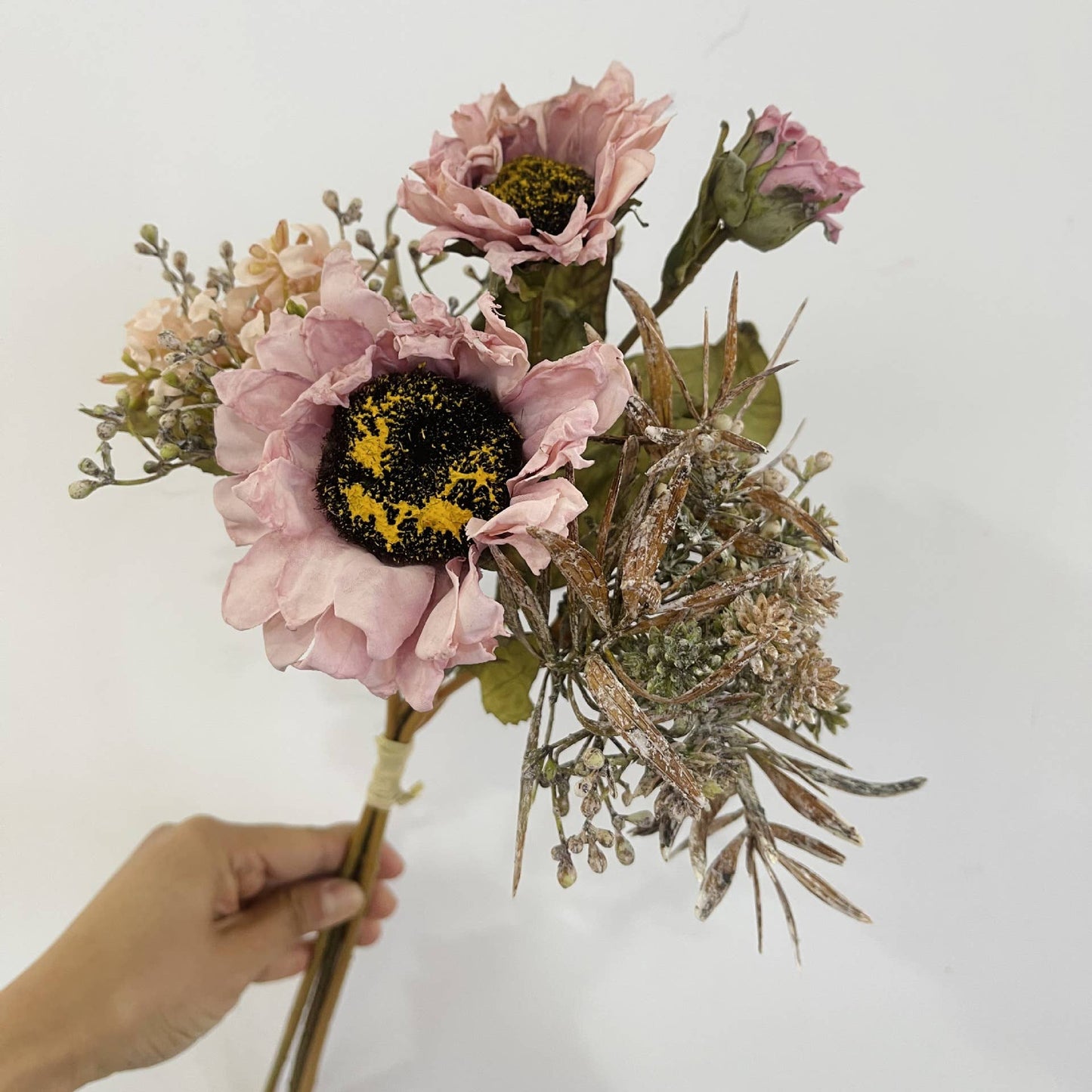19''T Faux Mixed Sunflower Bouquet, Dried Look Autunm Flower