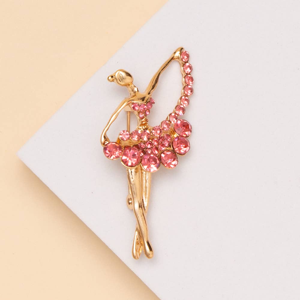 Rhinestone Ballerina Pin Brooch