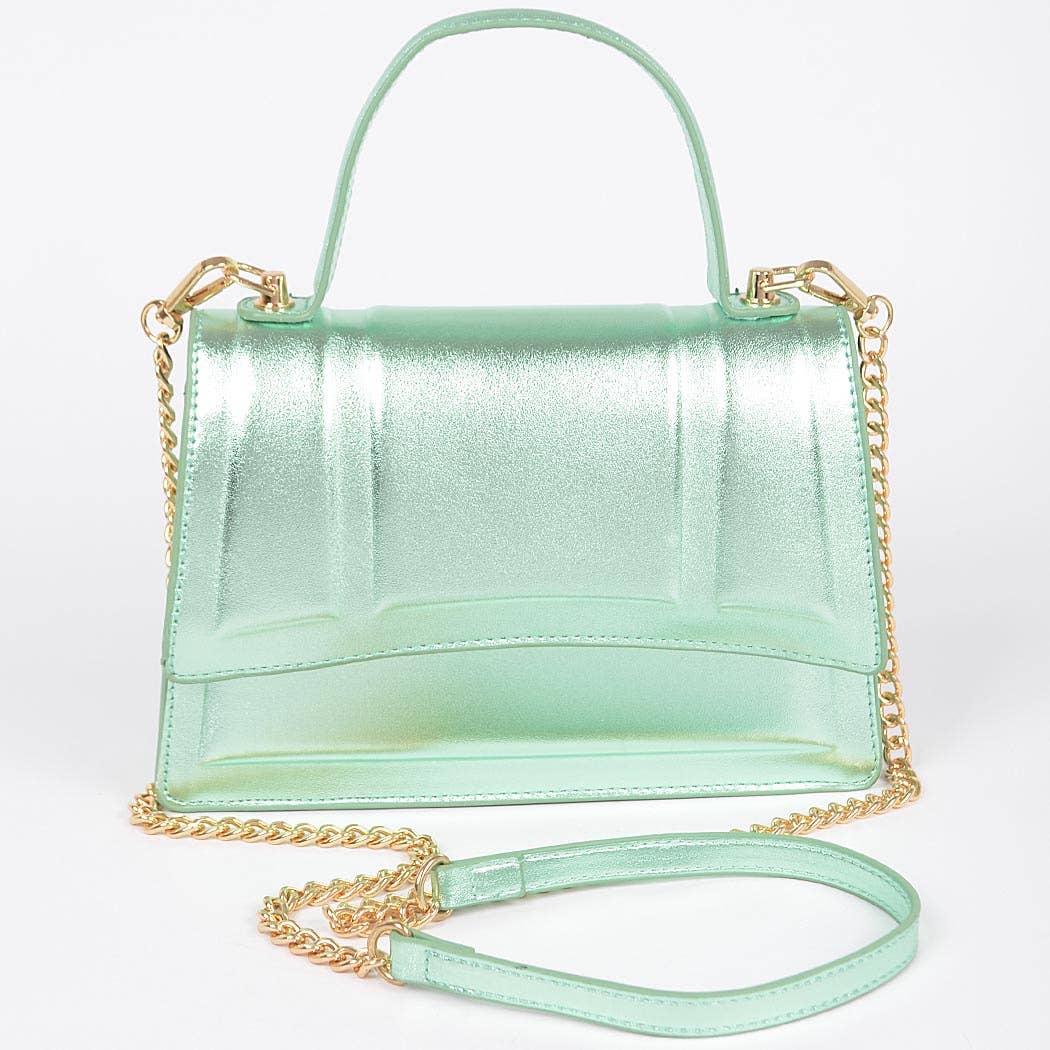 Metallic Top Handle Crossbody Bag