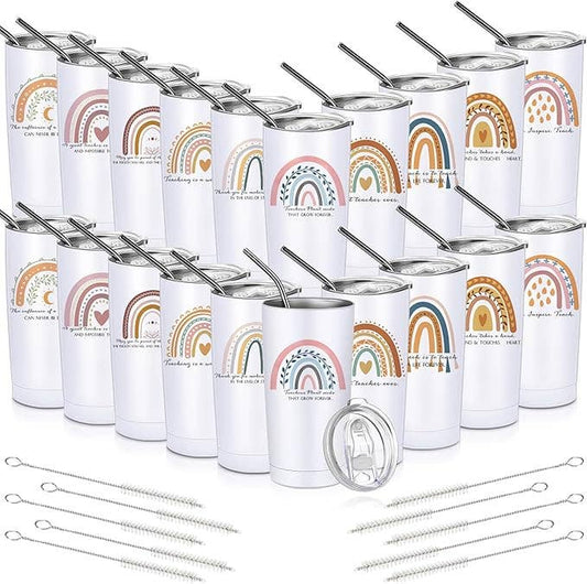 20 oz Rainbow Tumbler with Lids & Straws