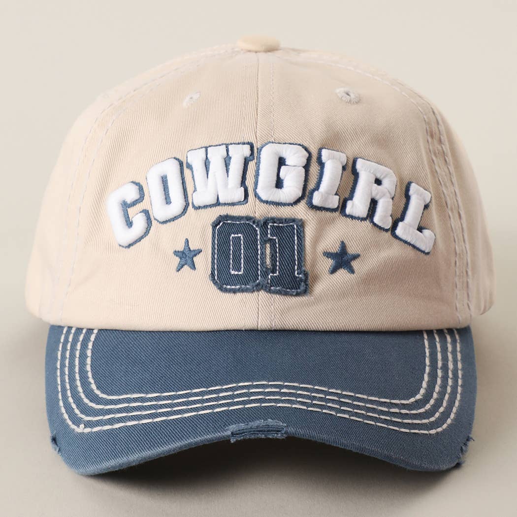 COWGIRL 01 Embroidered Vintage Distressed Baseball Cap