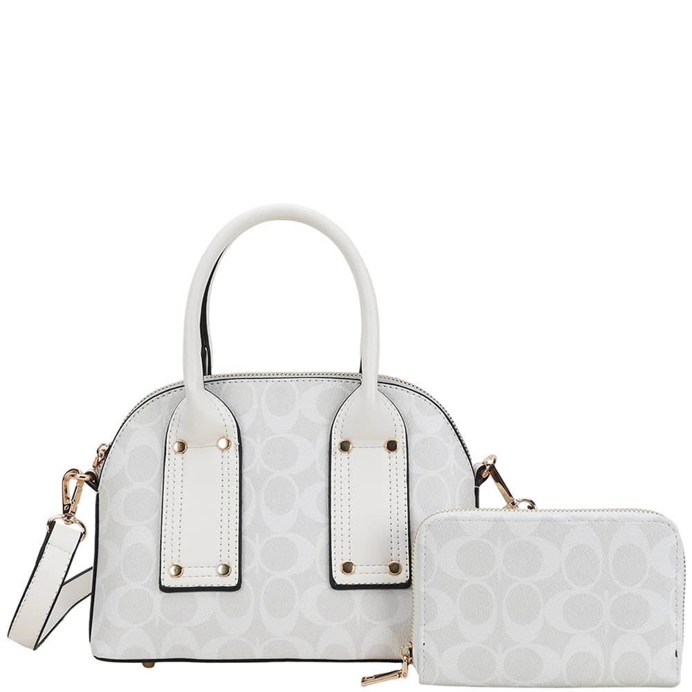 2In1 Oval Printed Handle Satchel W Wallet Set QFT-1366A
