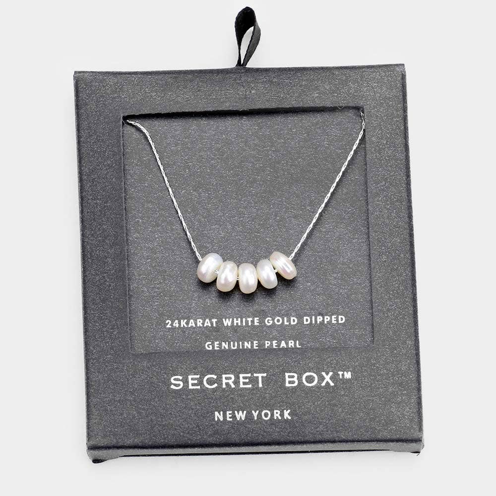 Secret Box _ 14k Gold Dipped Genuine Pearl Necklace