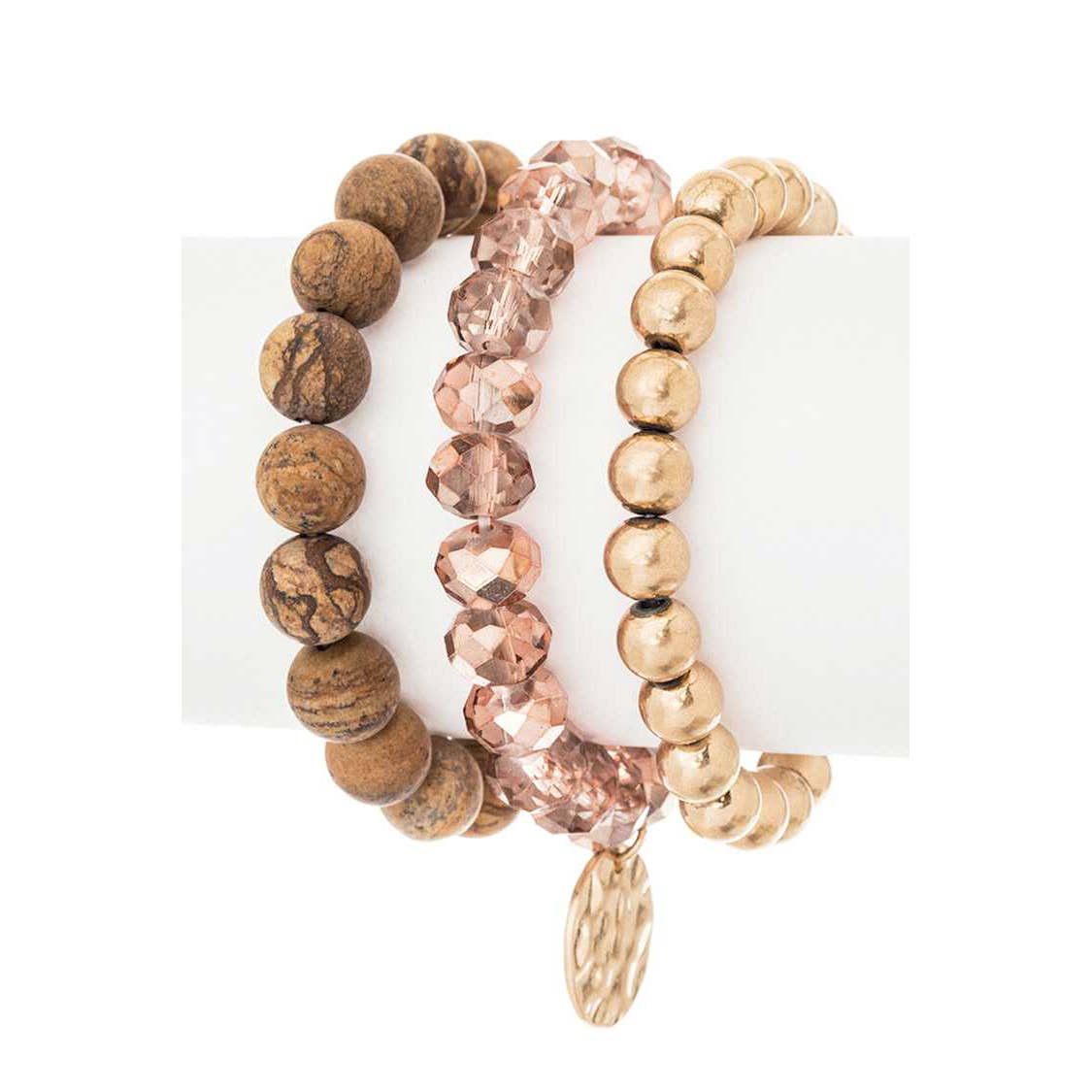 Mix Beads Layered Stretch Bracelet Set