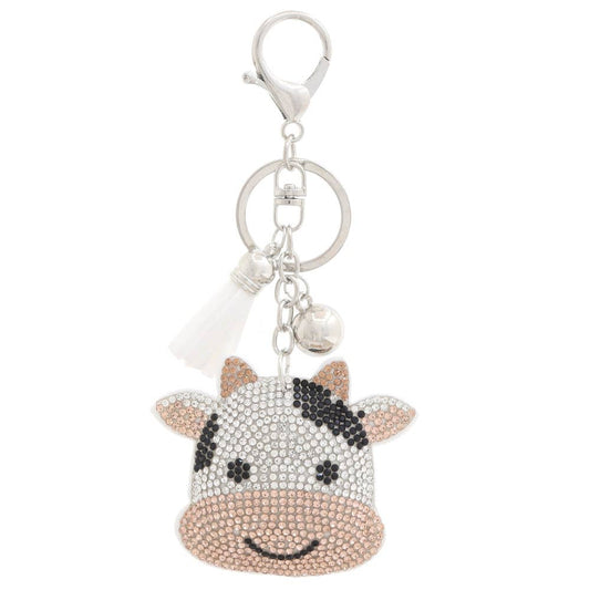 COW RHINESTONE TASSEL KEYCHAIN 31759