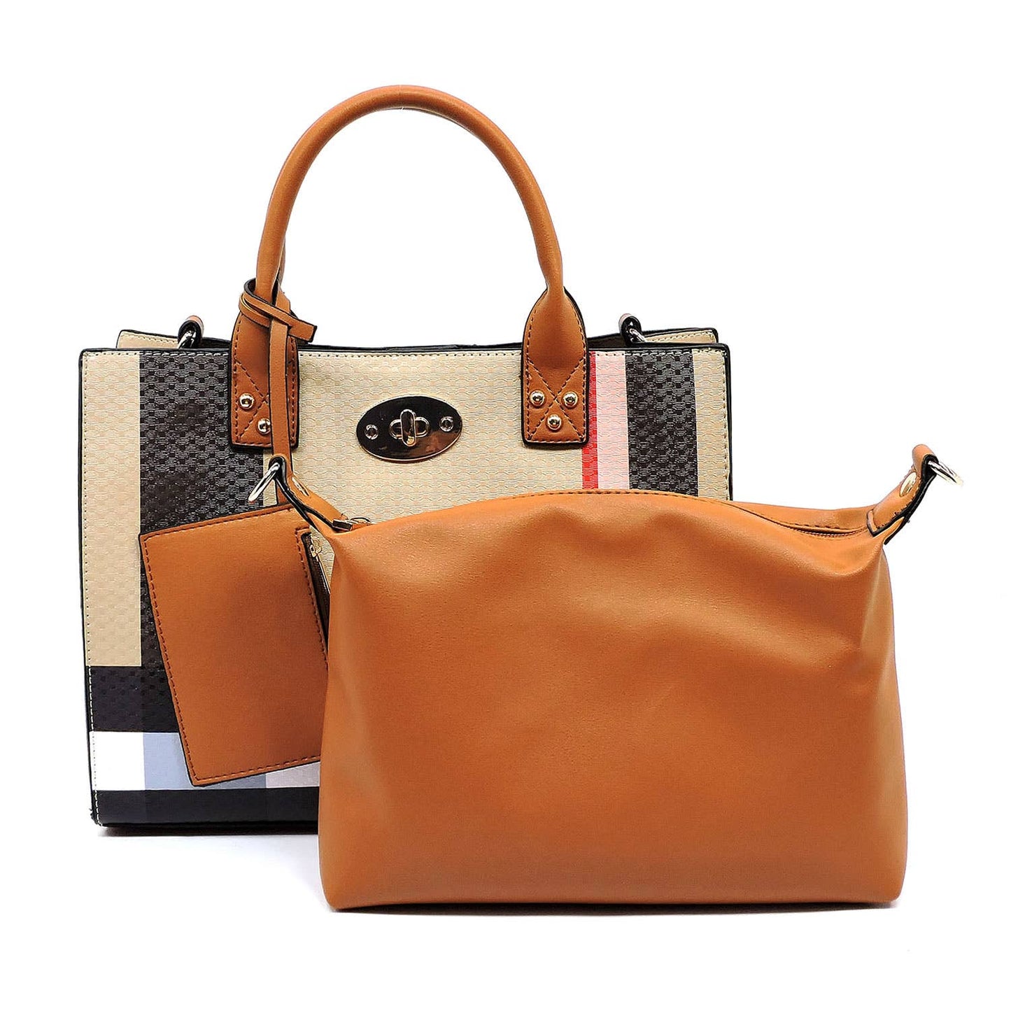 BT2703 Plaid Check Printed 3-in-1 Satchel
