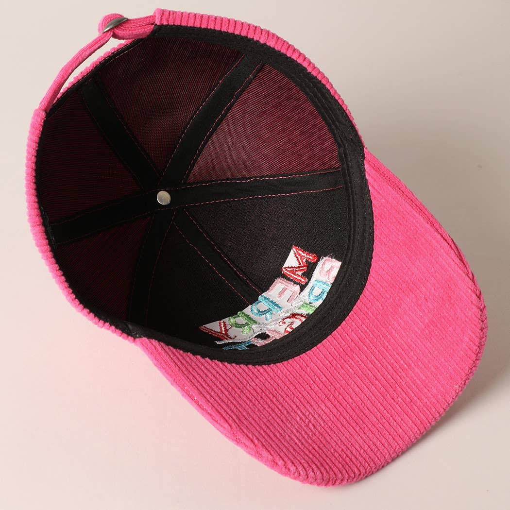 MERRY BRIGHT Embroidery Corduroy Cap