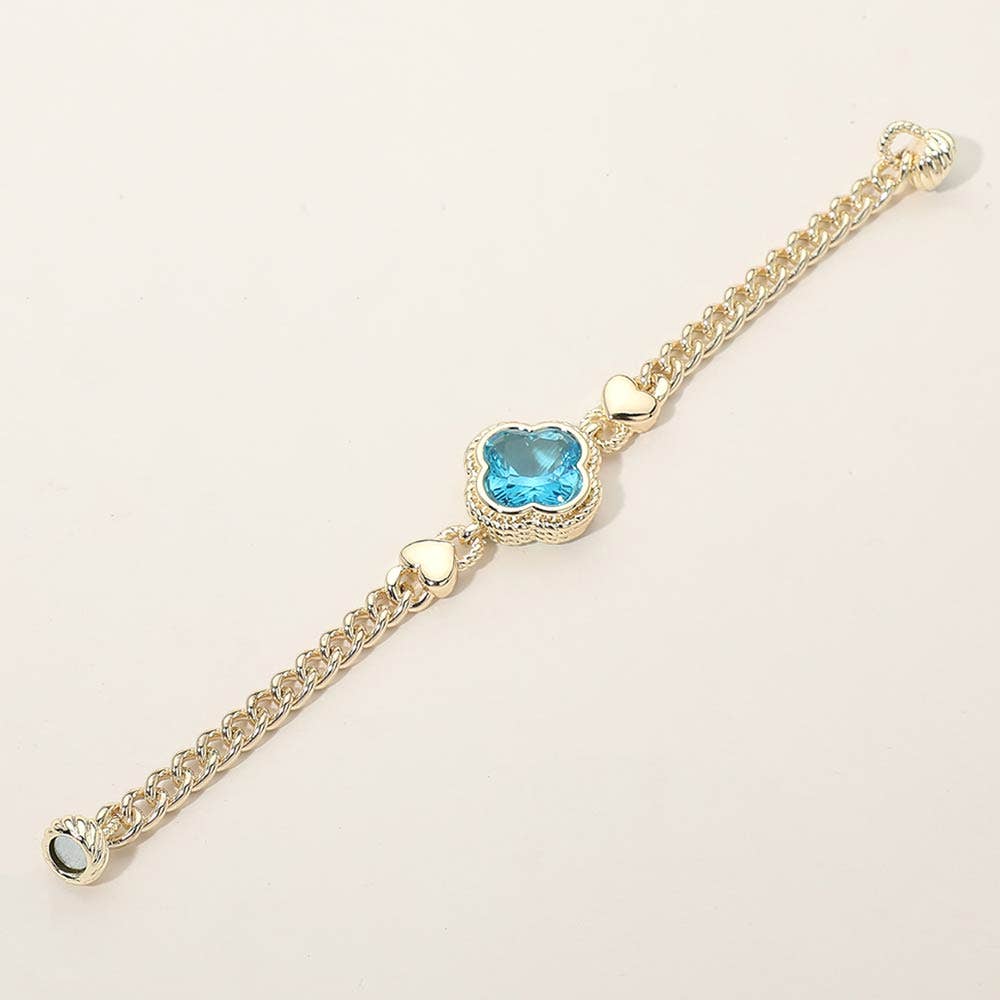 14K Gold Plated CZ Quatrefoil Stone Pointed Magnetic Bracele