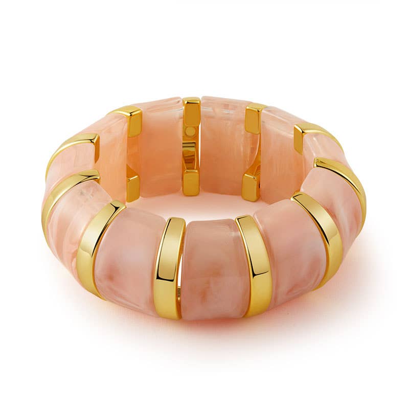 B25170 Bold Tiled Polyresin Stretch Bangle Bracelet
