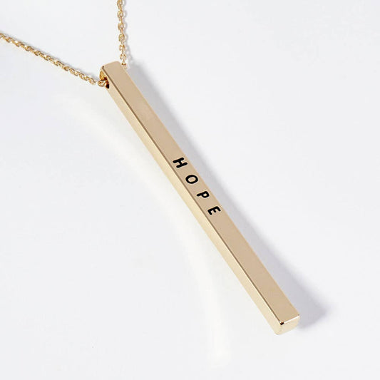 HOPE Brass Metal Bar Pendant Necklace