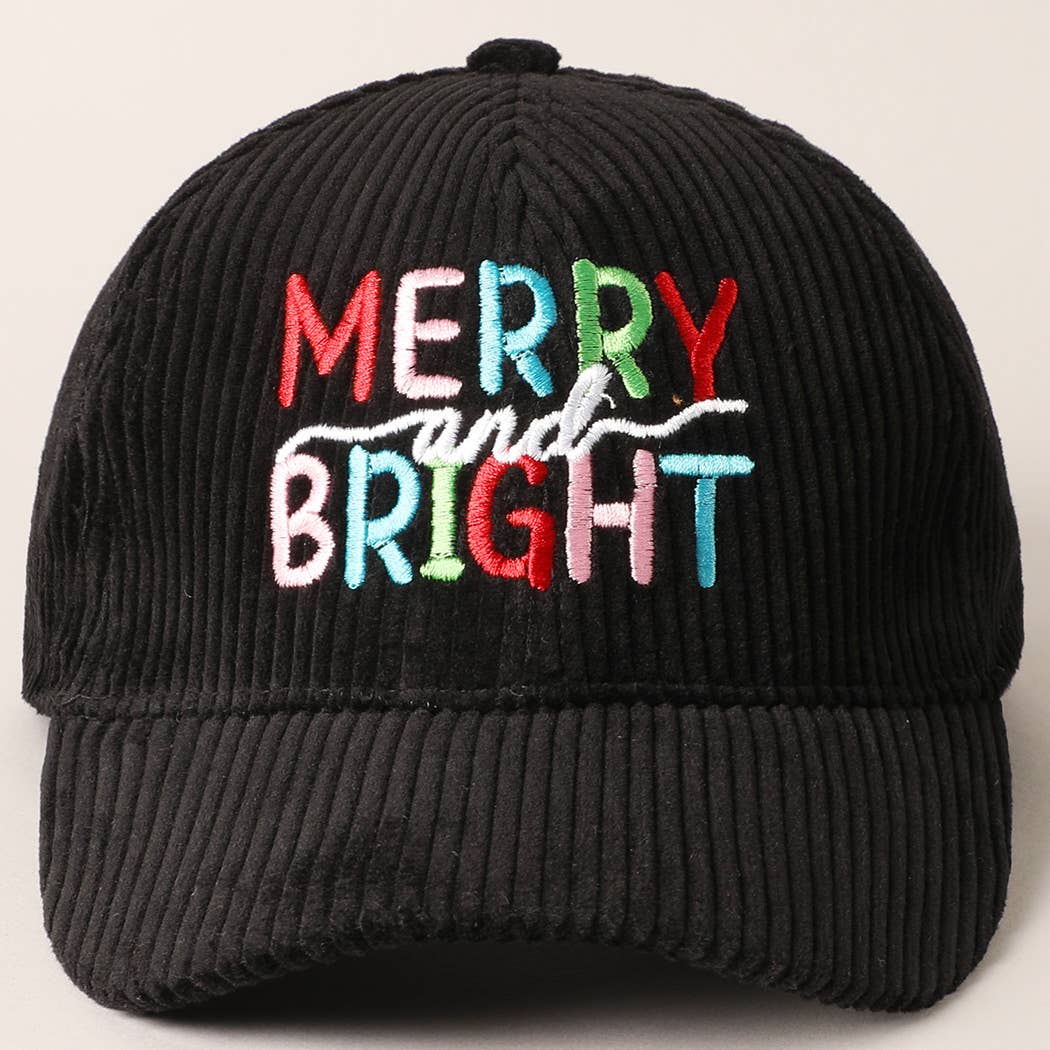 MERRY BRIGHT Embroidery Corduroy Cap