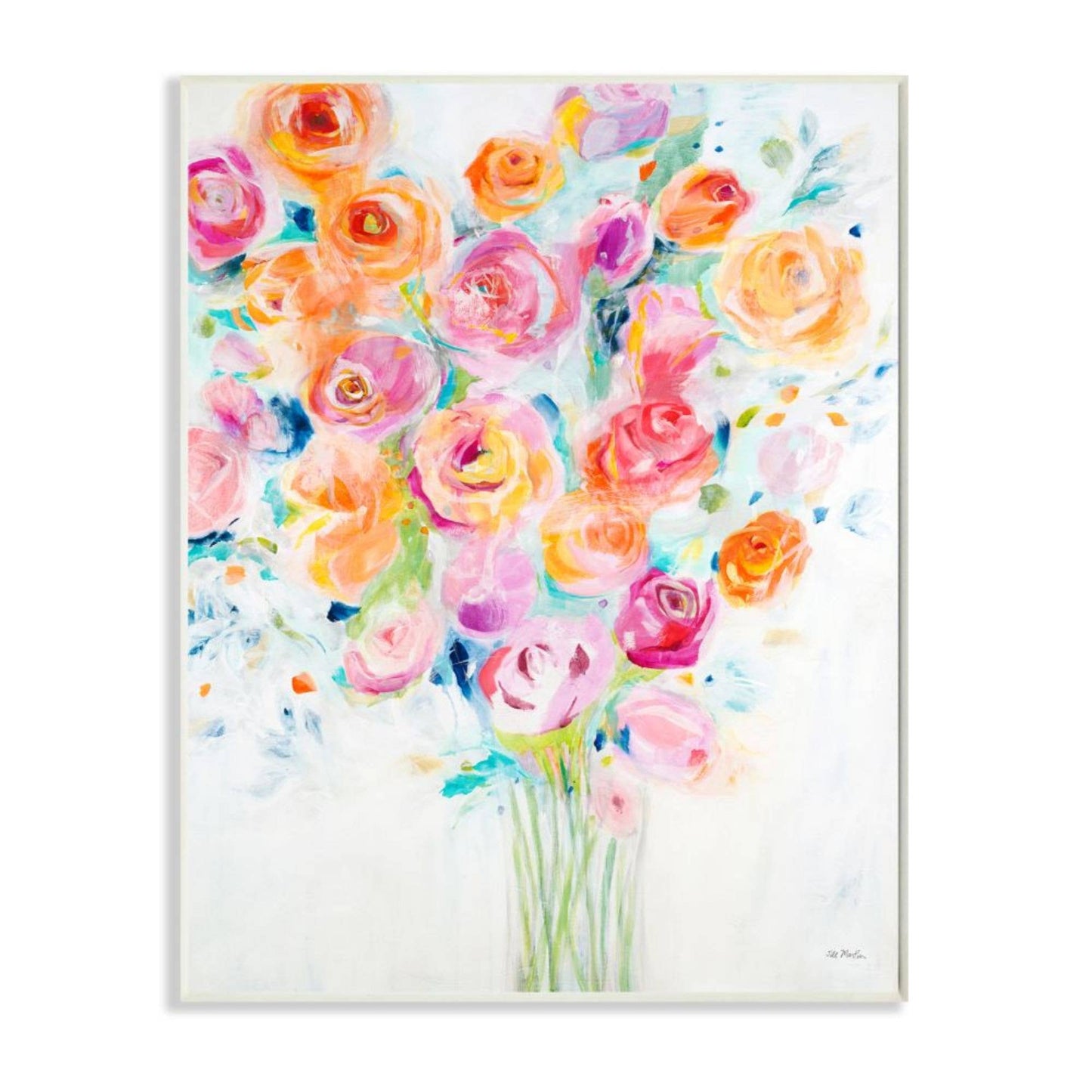 Blue Lilly Abstraction Distressed Rustic Wall Plaque Art