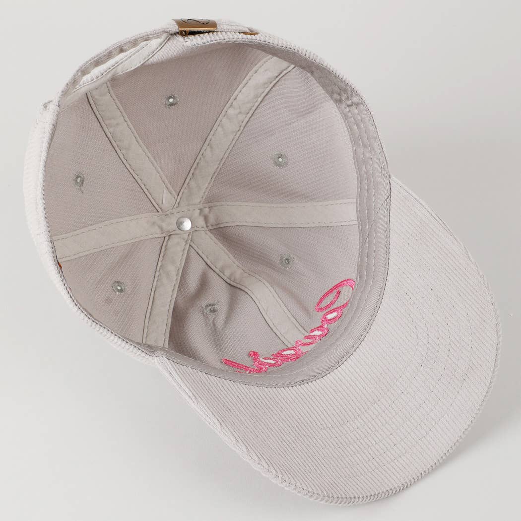 Cowgirl Text Solid Color Corduroy Baseball Cap