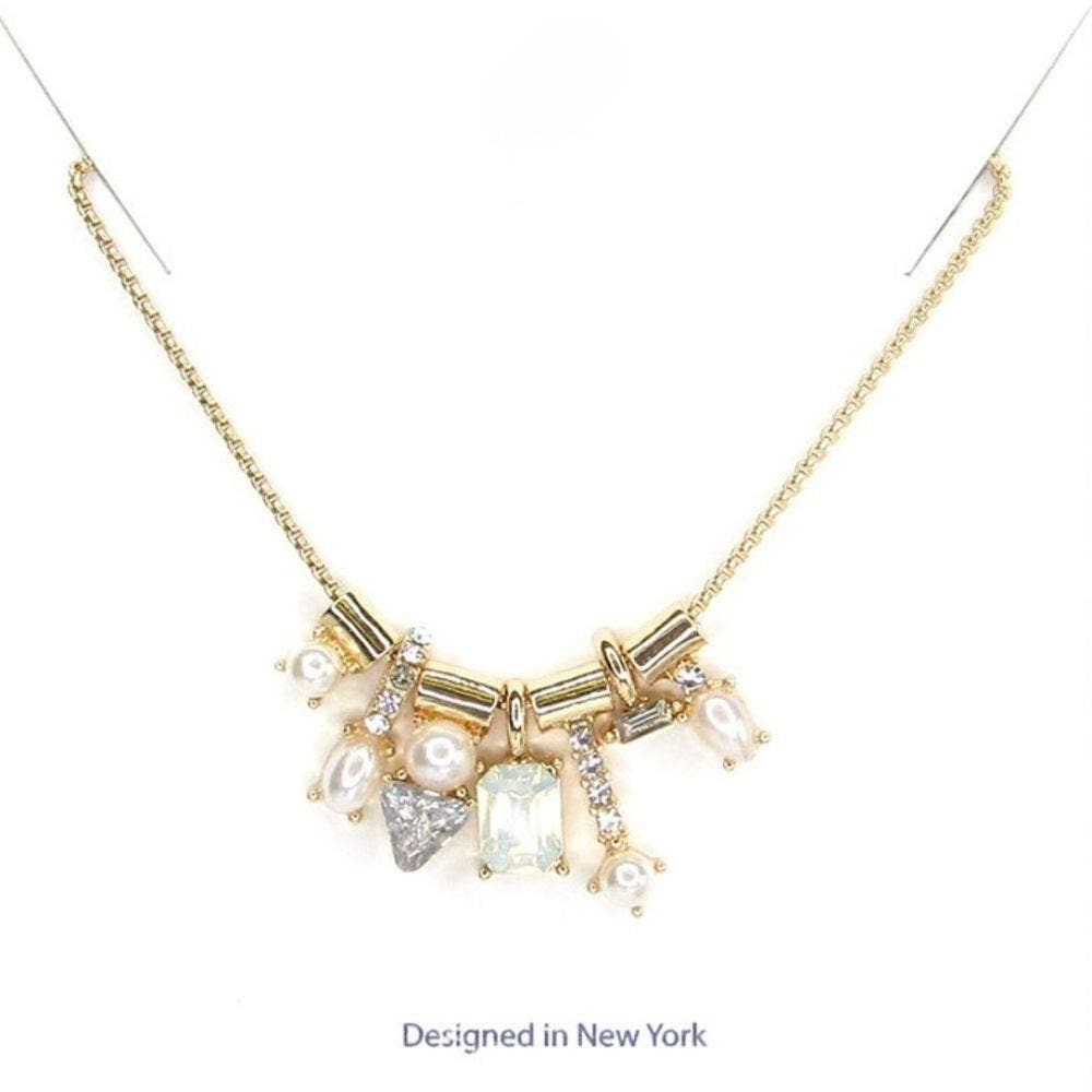 Multishape Rhinestone Pendant Necklace Earring Set 9