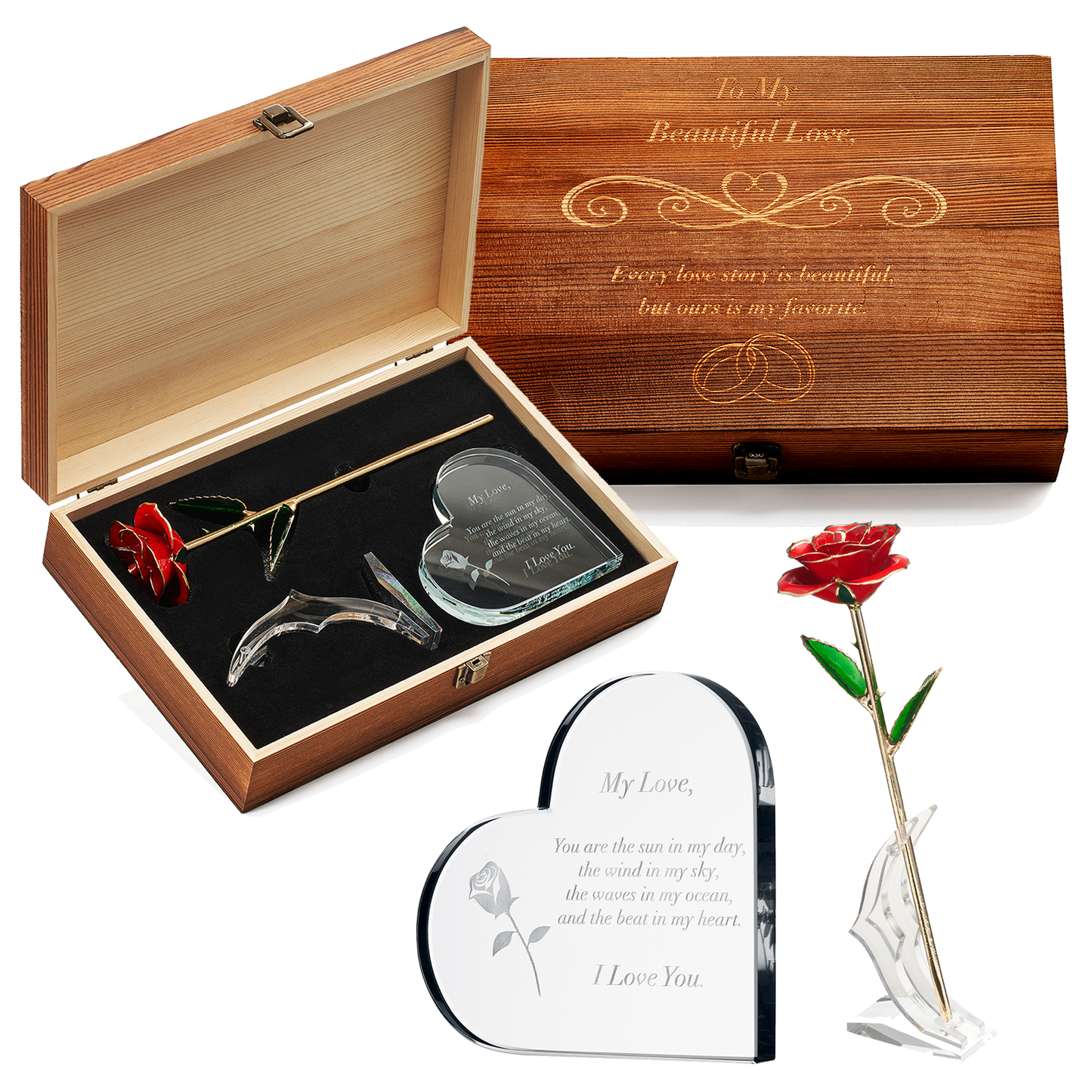 Anniversary, Birthday & Everyday 24K Gold Rose Love Box