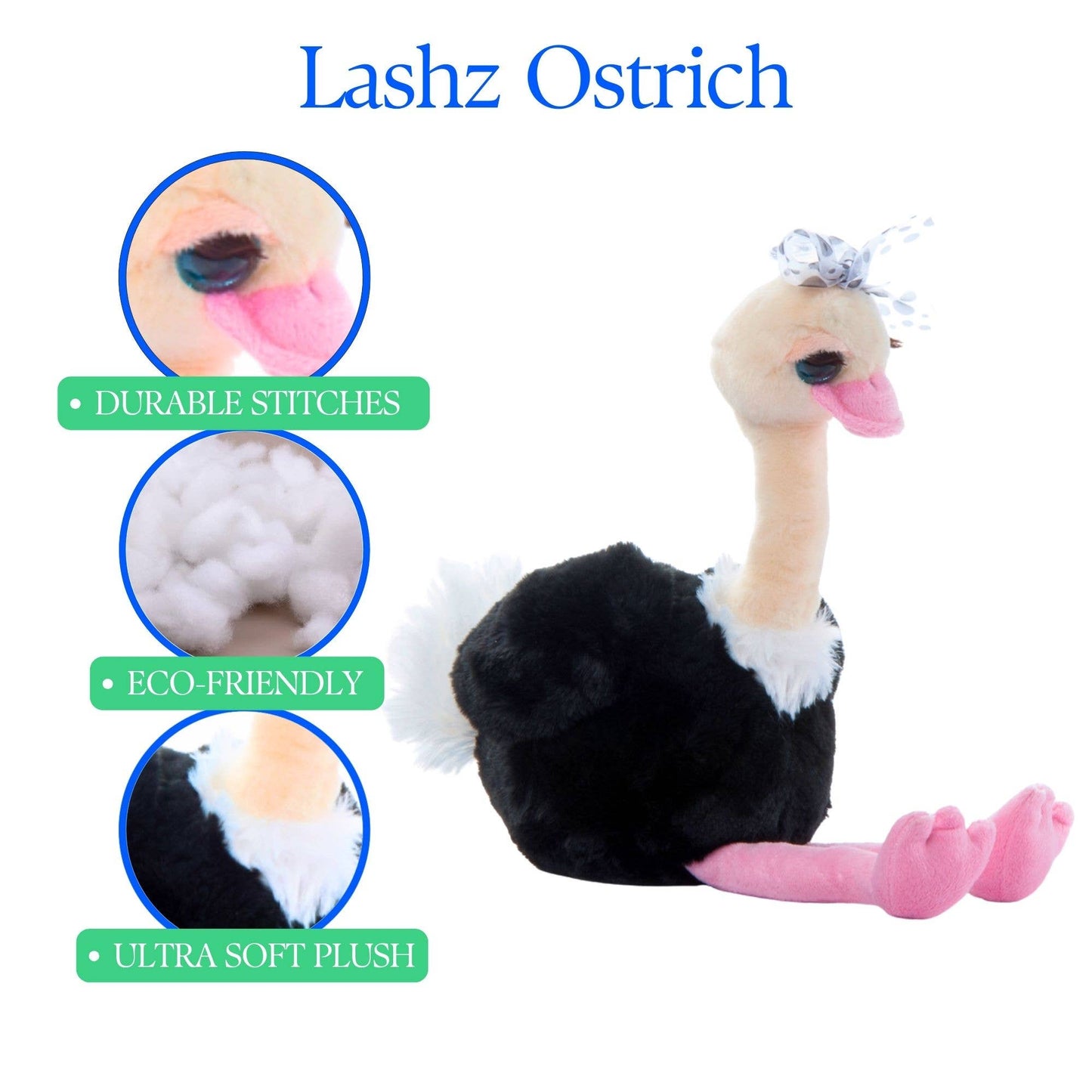 10" Lash’z Ostrich Plush – Soft & Cuddly Stuffed Animal