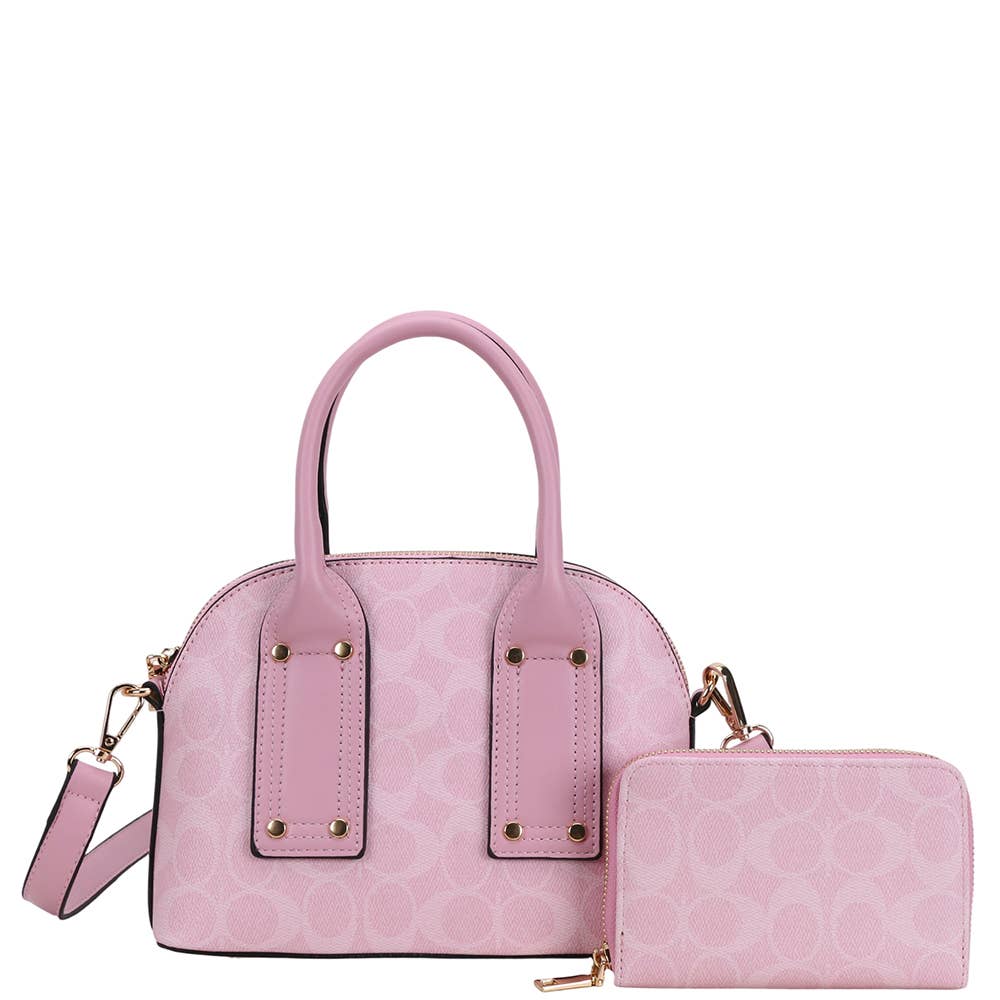 2In1 Oval Printed Handle Satchel W Wallet Set QFT-1366A