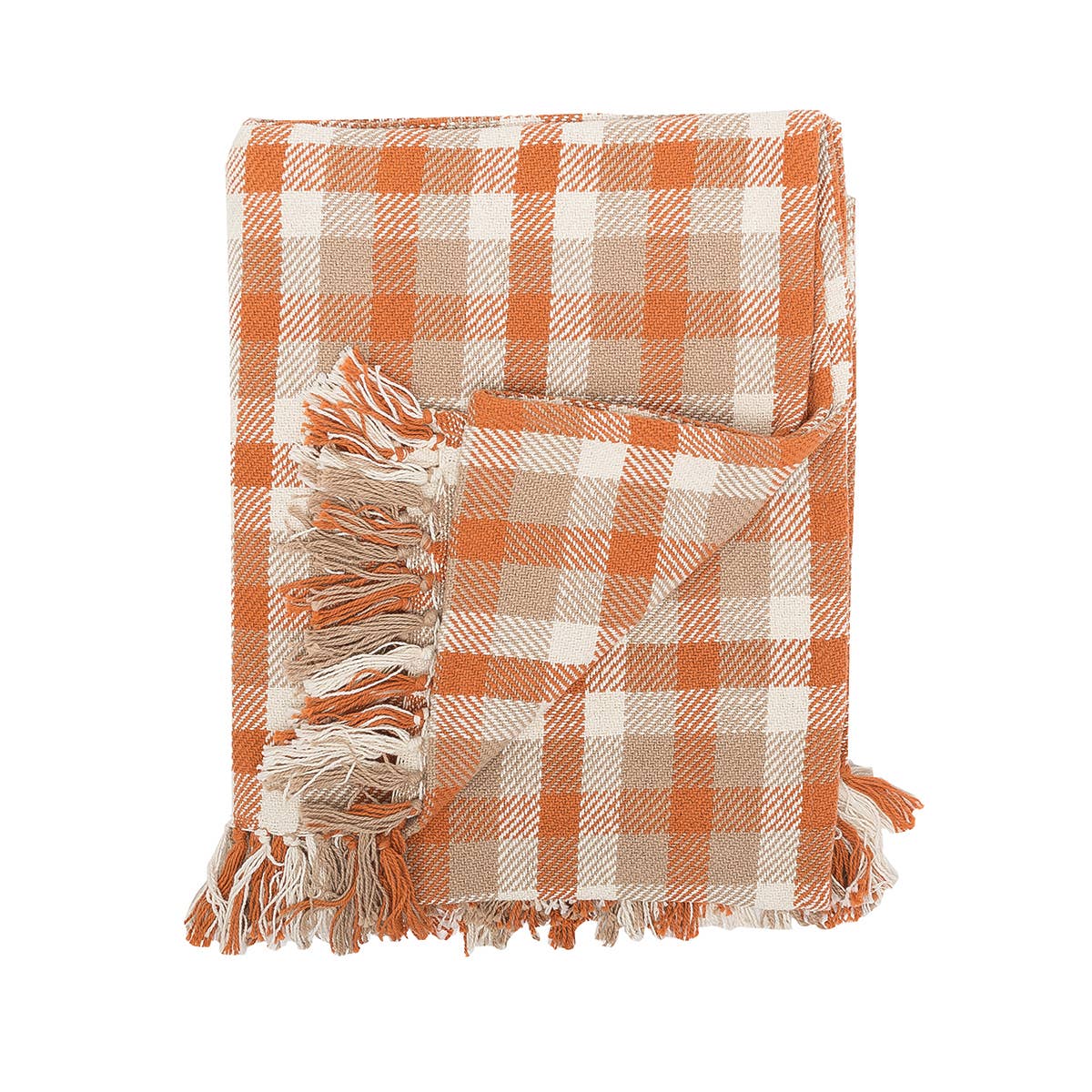 Fall/Harvest Dunmore Orange Check Throw Blanket
