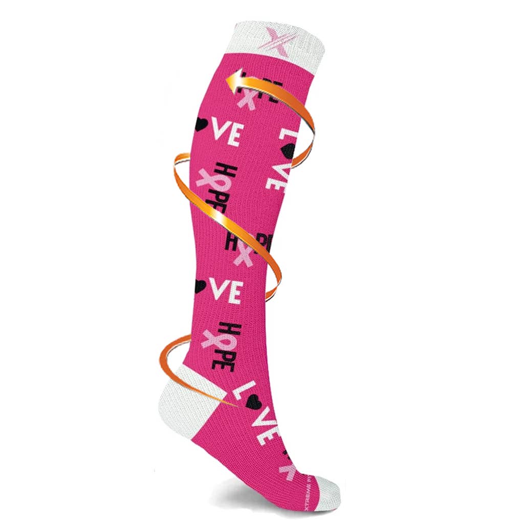 BCA KNEE-HIGH HOPE & LOVE COMPRESSION SOCKS - 3 ASST STYLES