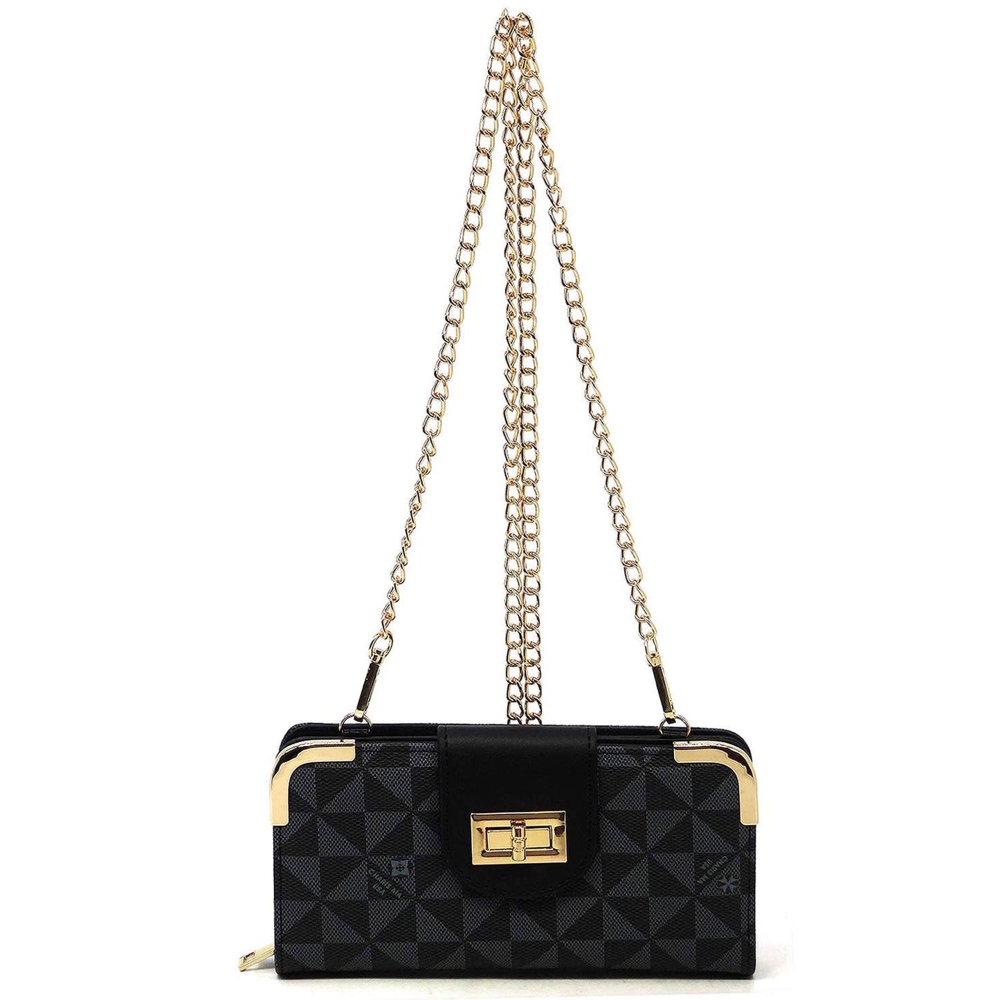 PM041 Monogram Turn Lock Crossbody Wallet