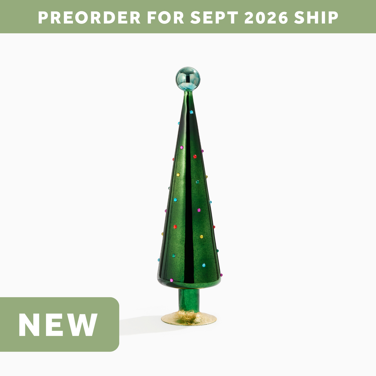 Emerald Glass Jewel Dot Christmas Tree – Medium