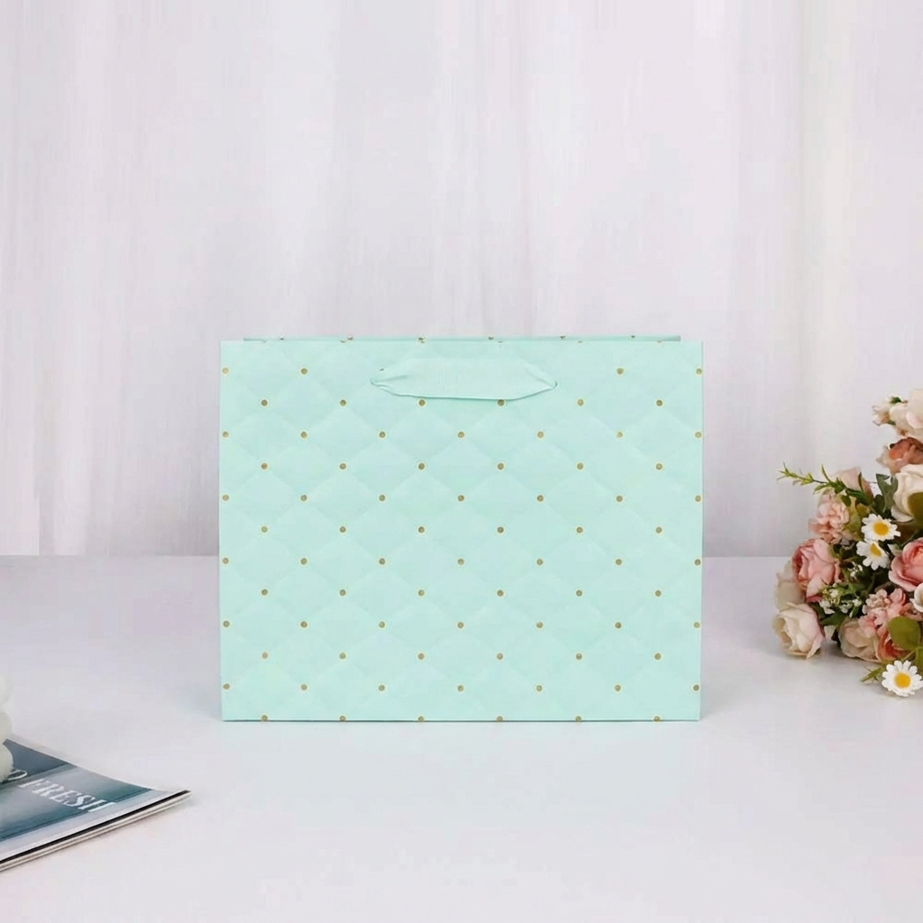 12pcs, Tiffany blue dot wavy surface gift bag w/ tissue