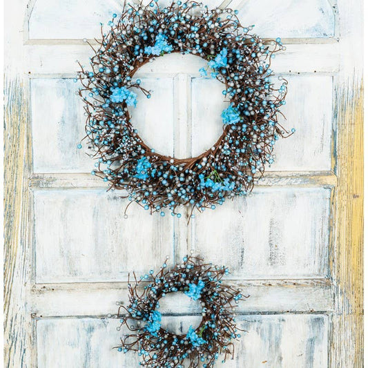 Mixed Berry Wreath Set With Wild Flowers, Set Of 2, 19 In