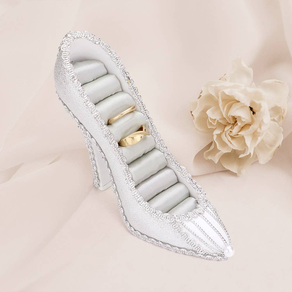 Flower Pointed Shimmery Stiletto Heel Ring Display Stand