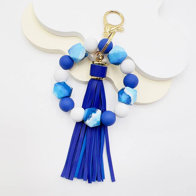Vintage Beaded Tassel Bracelet Keychain