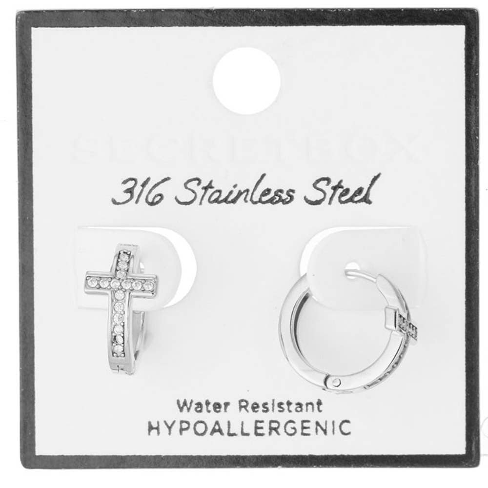 SECRET BOX  STAINLESS STEEL CROSS PAVED HUGGIE, DE 70132