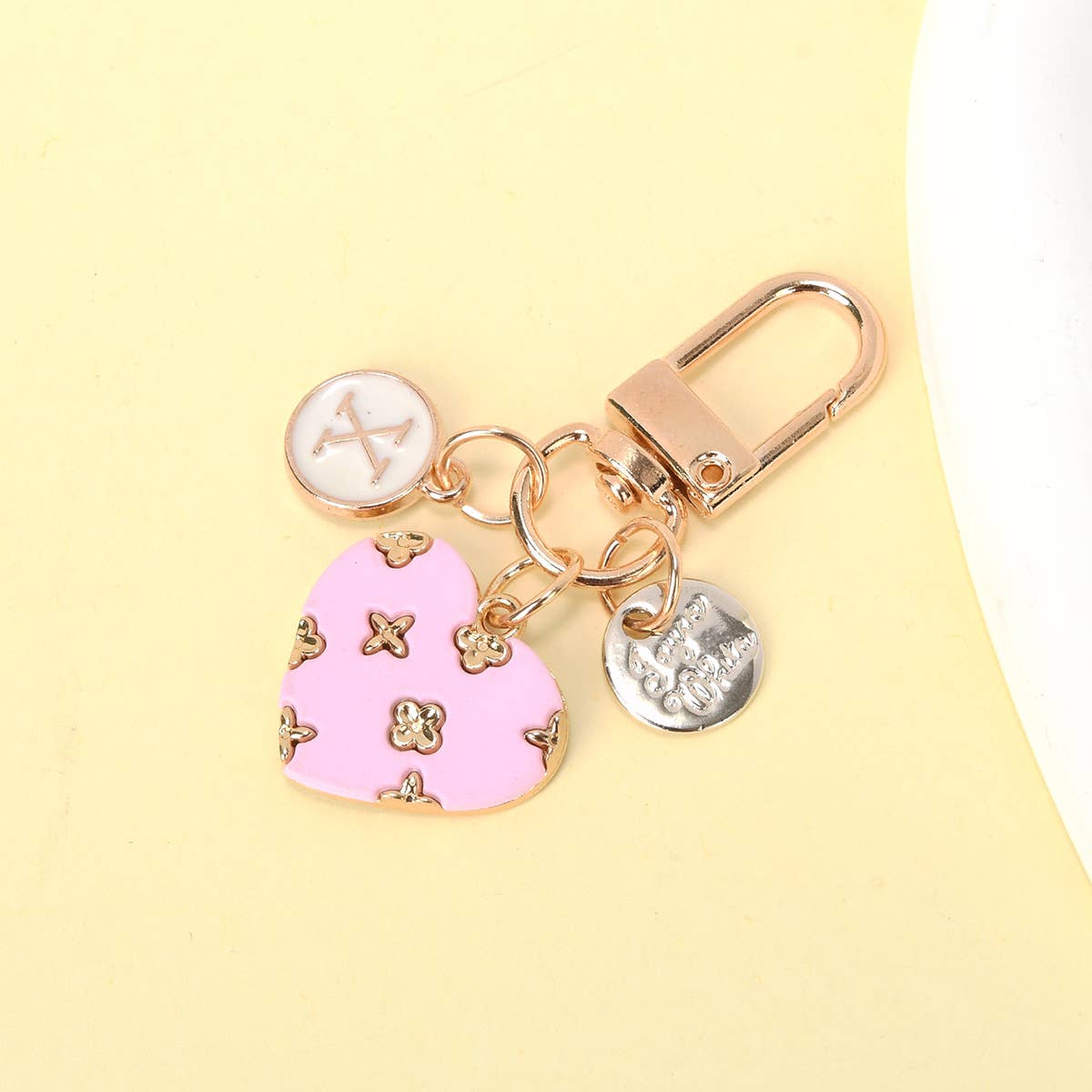 Letter Round Badge Love Keychain