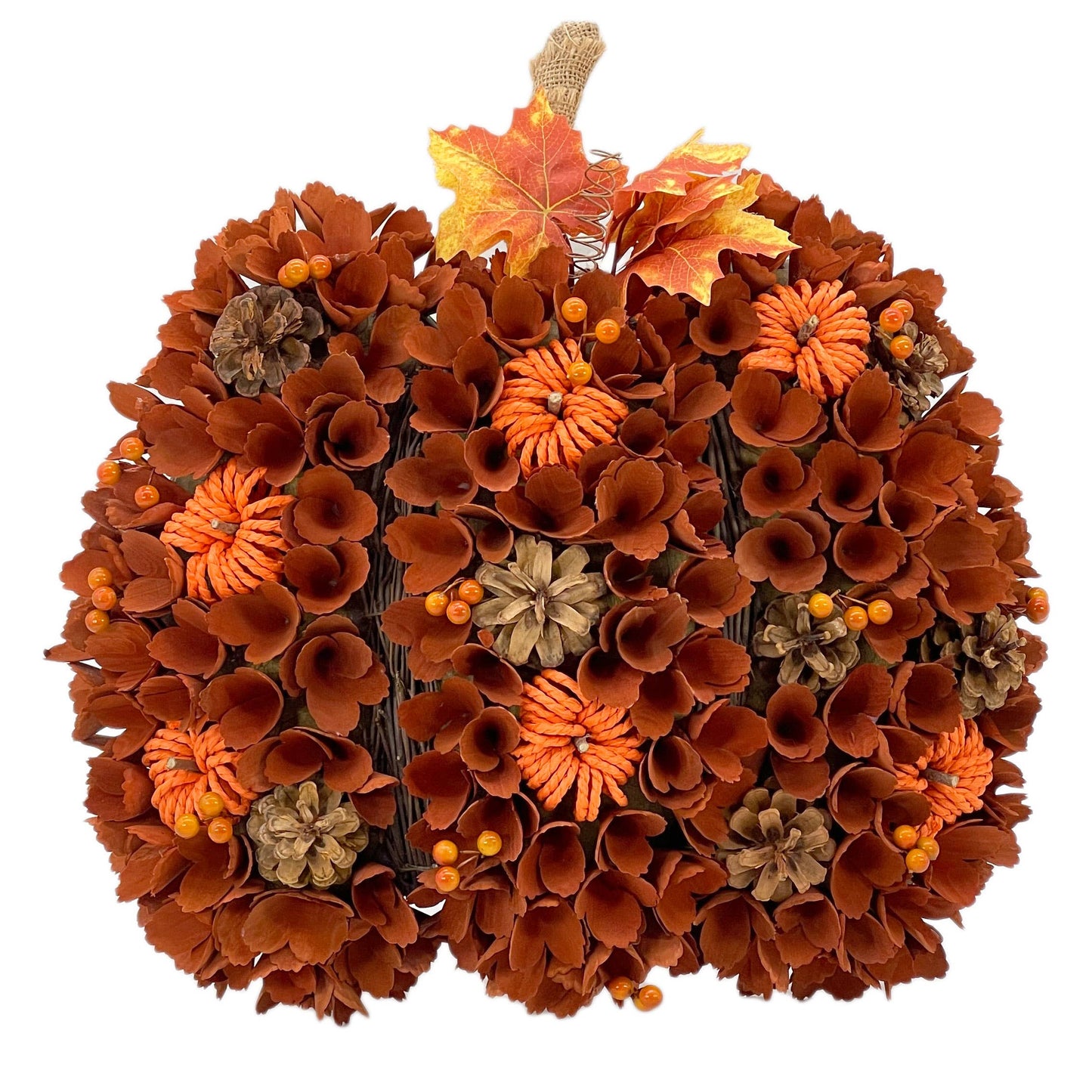 Woodcurl Pumpkin Wall Wreath  w/ Hanger Harvest Fall Decor