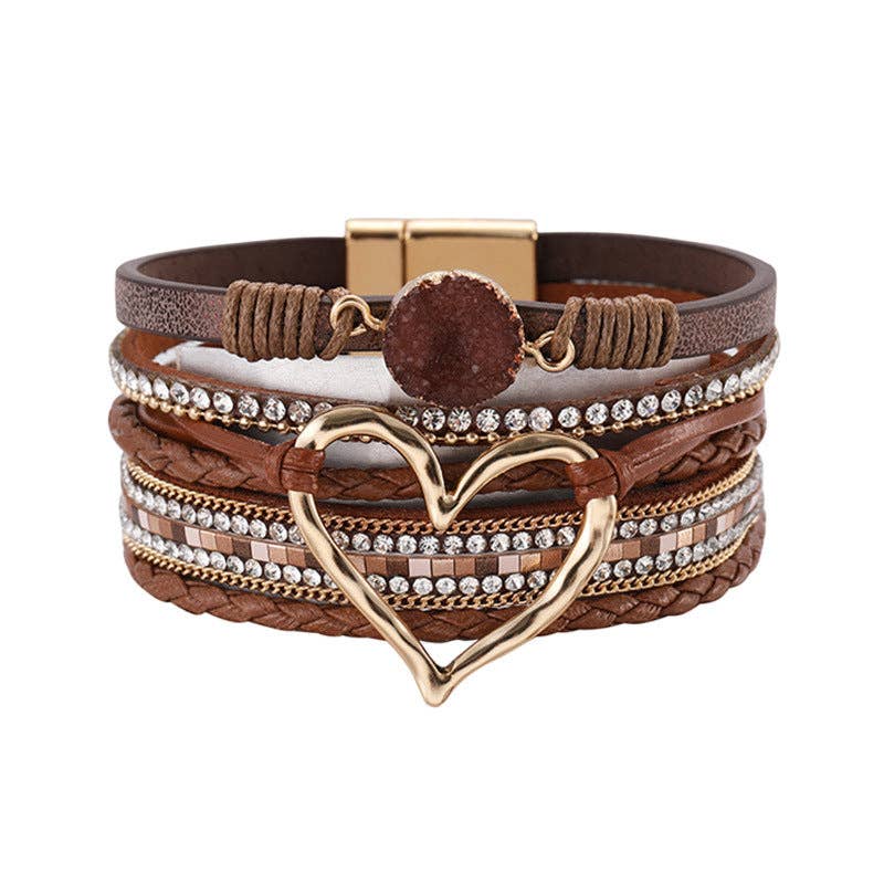 Rhinestone Bohemian Layered Love Bracelet DP25B588