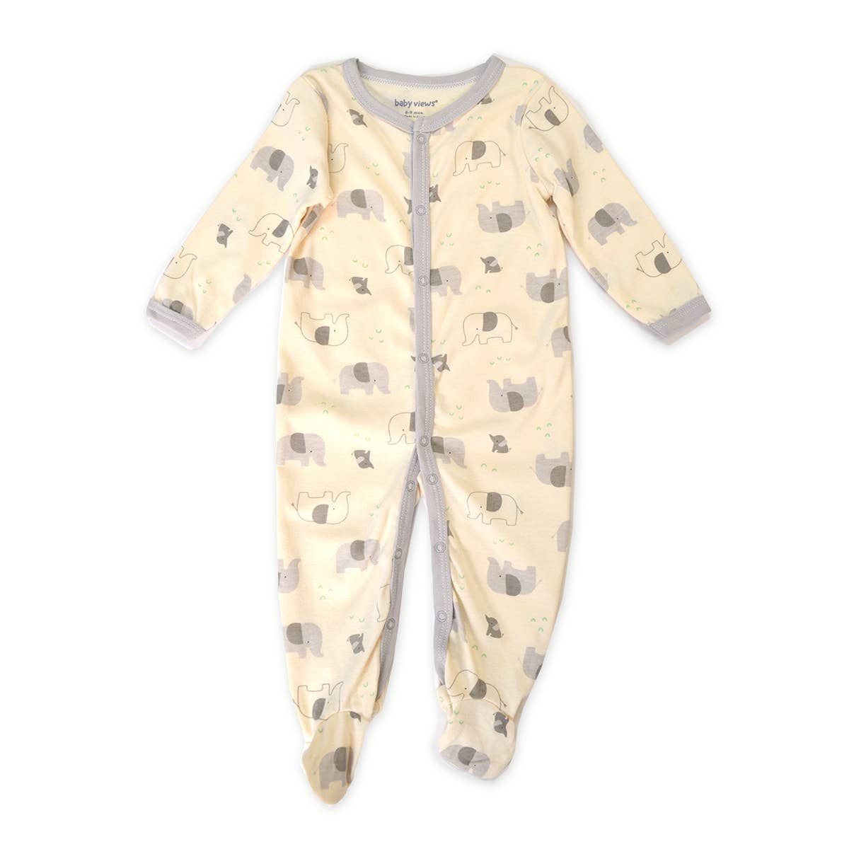 Cute Elephant Pattern Zipper Footie Pajamas Romper