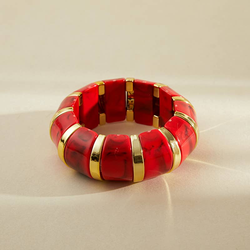 B25170 Bold Tiled Polyresin Stretch Bangle Bracelet