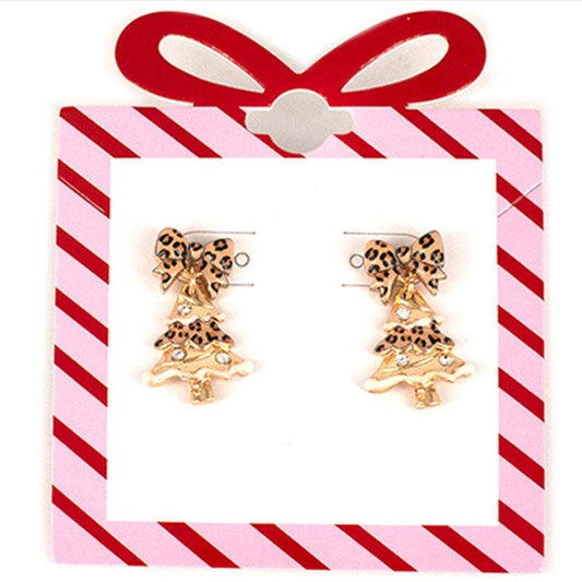 Leopard Christmas Tree Post Earring 13-7535