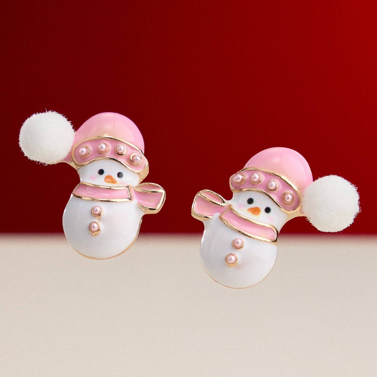 Snowman Enamel Stud Earrings with Titanium Posts