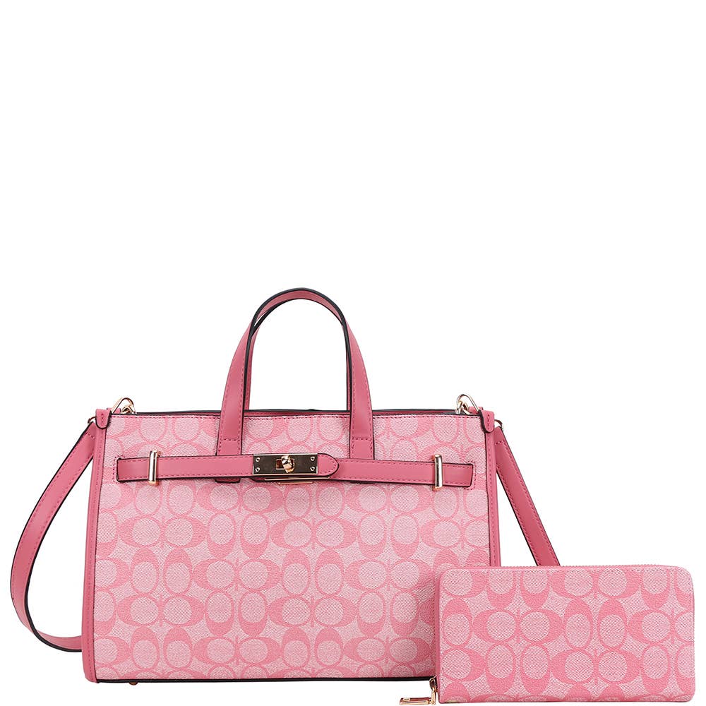 2In1 Oval Print Satchel Bag W Wallet Set XFT-1297W