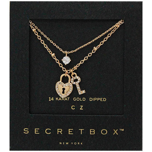 14K GOLD STERLING SILVER DIPPED CZ NECKLACE LOCK  80