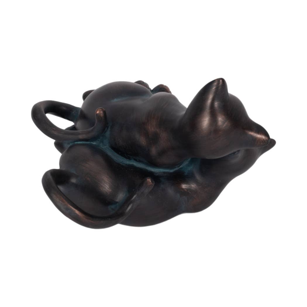 Resin Artistic Whimsical Cats Garden Statue - Bronze, 7 in.