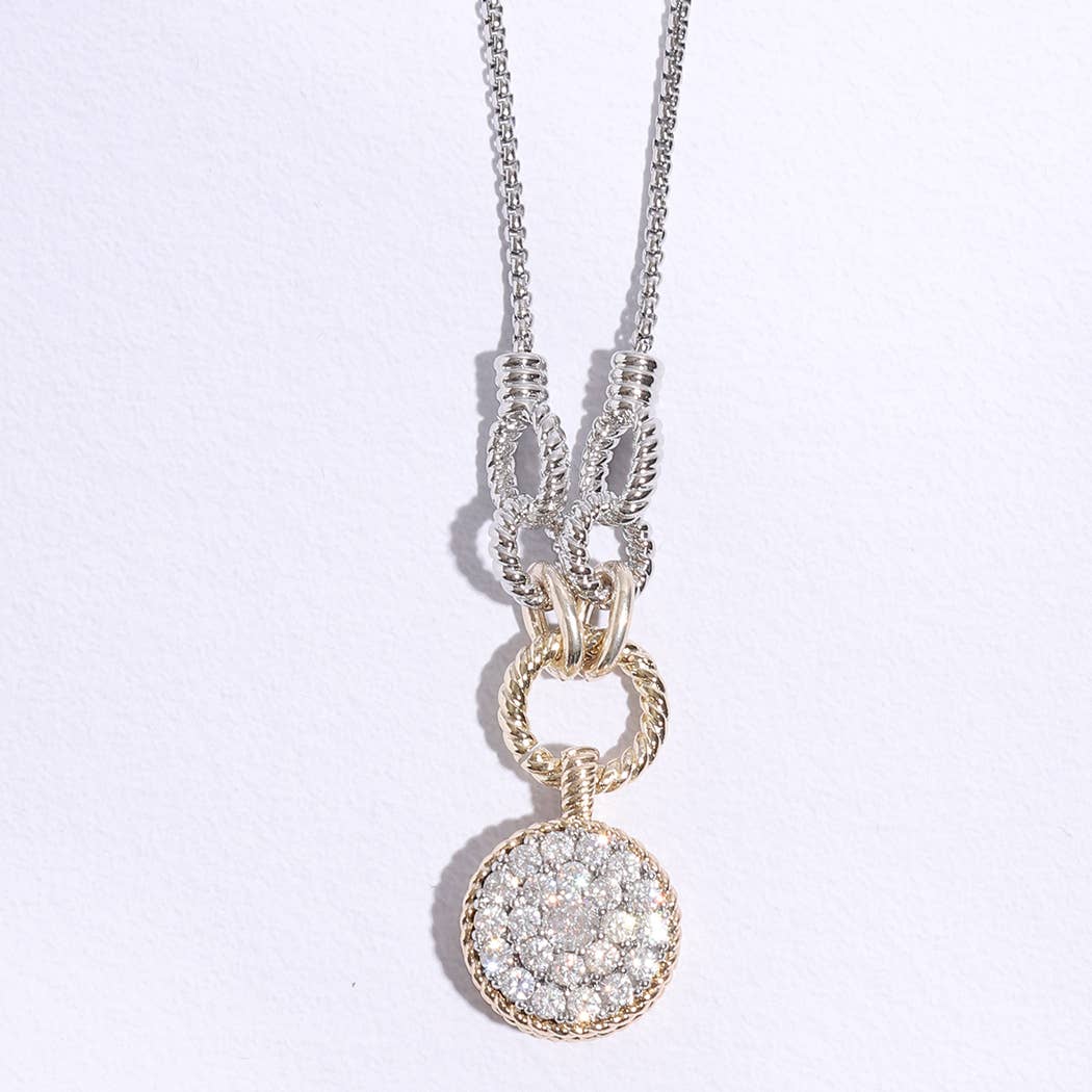 Round Pave Pendant RH Chain Necklace
