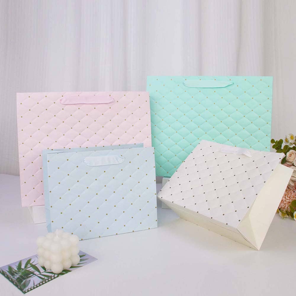 12pcs, Tiffany blue dot wavy surface gift bag w/ tissue