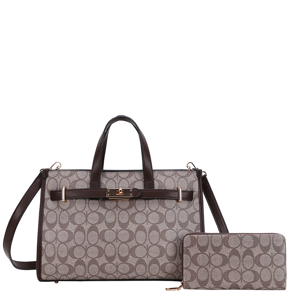 2In1 Oval Print Satchel Bag W Wallet Set XFT-1297W