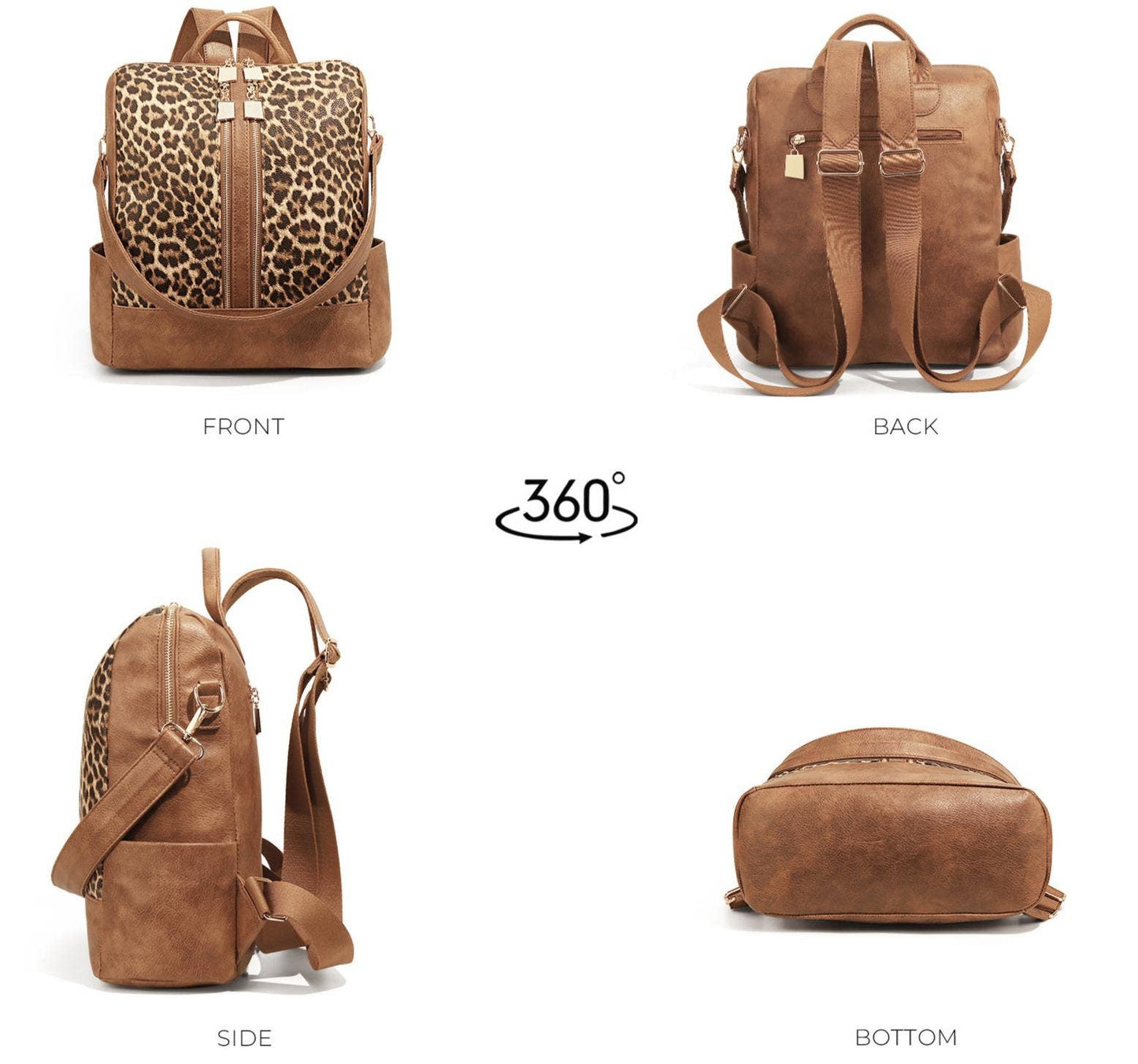 PU Checkered Backpack with Wristlet Pouch