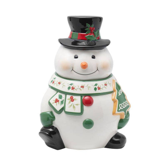 Winterberry Snowman 10In Cookie Jar Gift Box Pkg