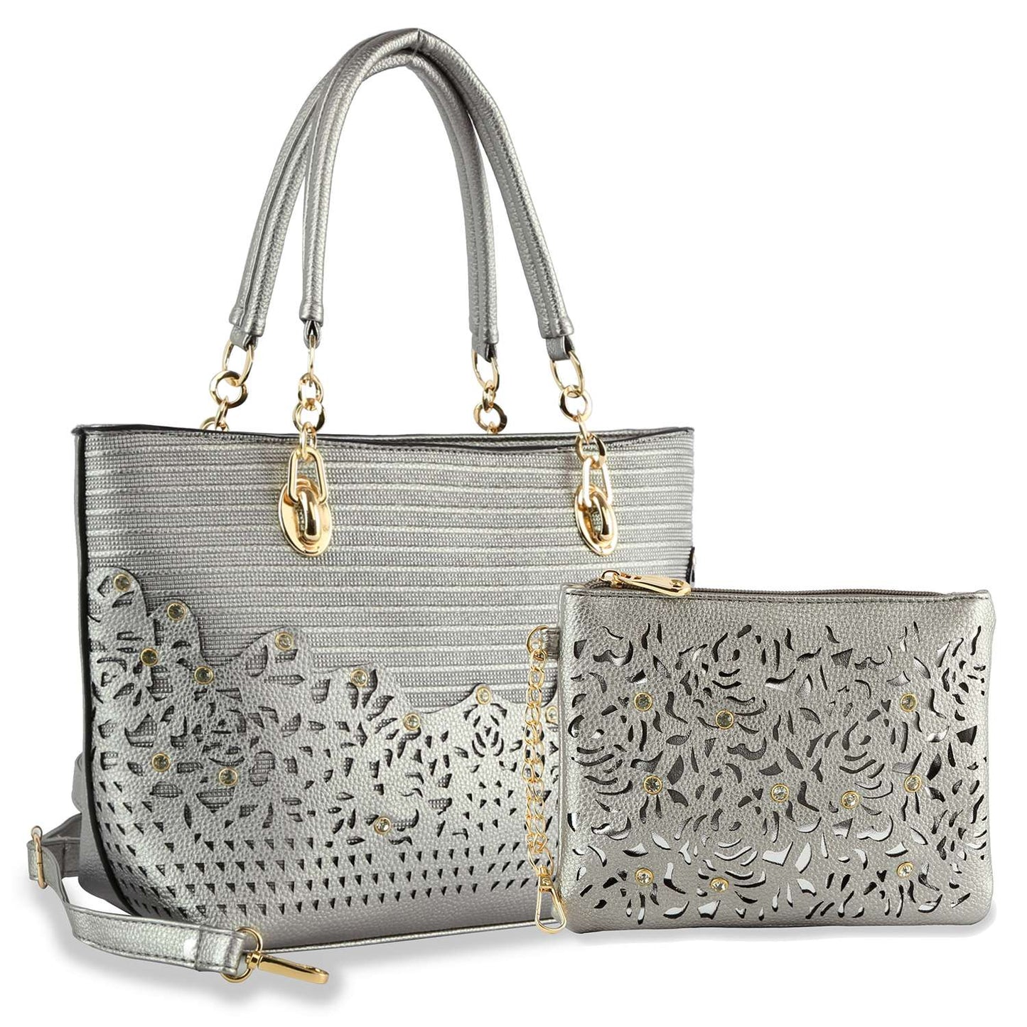Rhinestone Accent Accessorized Handbag Set