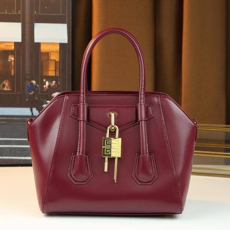 Lock Detail Cow Print Handbag Boston bag with 2 straps